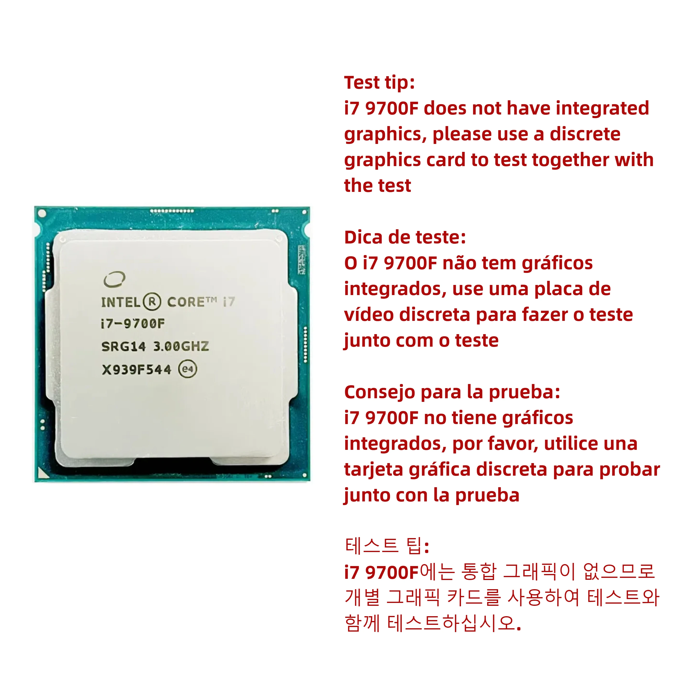 Intel Core i7 9700F CPU 3,0 GHz PC de escritorio LGA 1151 procesador de ocho núcleos y ocho hilos - imagen 3
