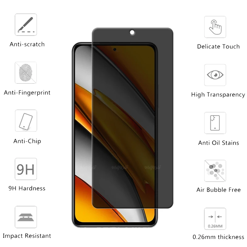 4 Uds para Poco F3 vidrio Xiaomi Poco F3 F 3 vidrio templado 9H HD Protector de privacidad Anti-espía Protector de pantalla Poco F3 PocoF3 - imagen 3