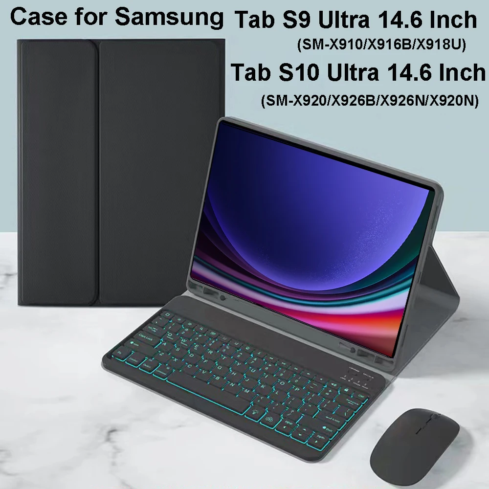 Funda para Samsung Galaxy Tab S9 Ultra de 14,6 pulgadas, funda con teclado Bluetooth para Samsung Tab S10 Ultra de 14,6 pulgadas 2024