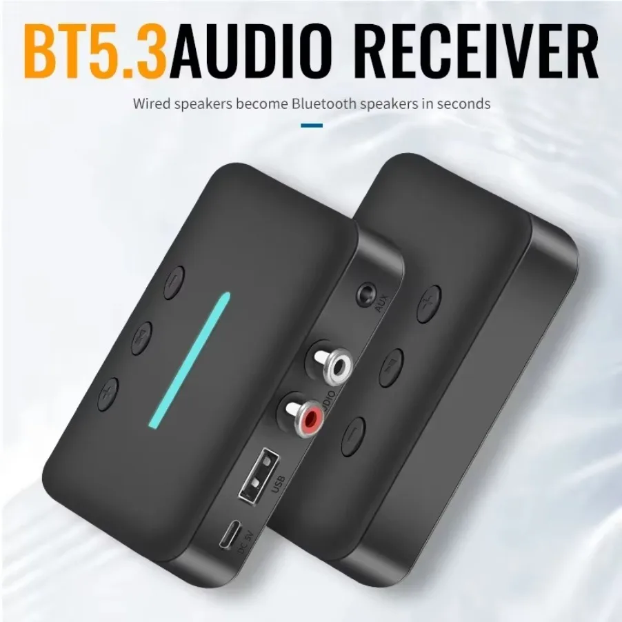 VIKEFON-Adaptador receptor de Audio Bluetooth, música estéreo inalámbrica, 3,5mm, AUX R/L RCA, compatible con reproducción de disco en U para amplificador de altavoz de escritorio - imagen 2