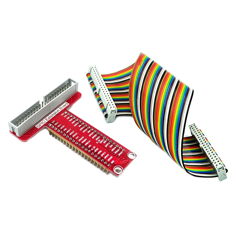 Placa de expansión para Raspberry Pi 4 3 B +, accesorios tipo T GPIO + cable Raspberry pi 40P, placa PCB roja/azul - imagen 2