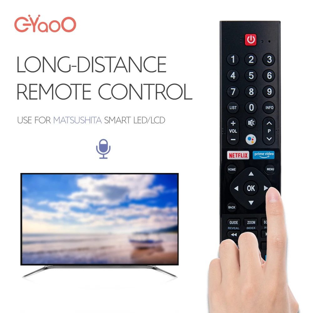 Control remoto inalámbrico por voz PN-V2 para Panasonic con botón de red de vídeo Netflix Prime - imagen 2
