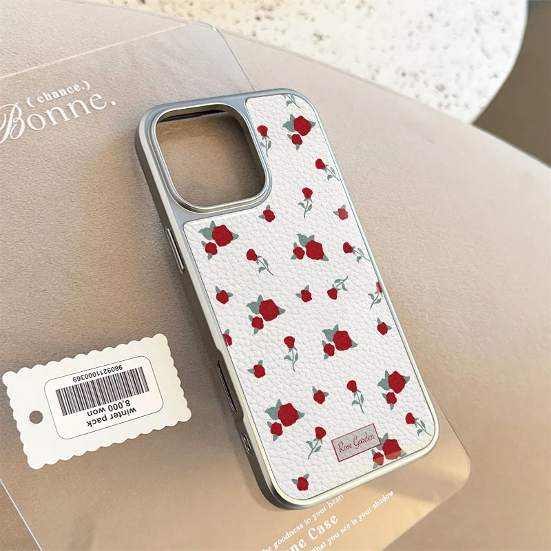 Una pantalla llena de rosas funda de teléfono para iPhone11/12/13/14/15/16/17 Pro Max AIR PLUS funda de teléfono epoxi textura de cuero TPU