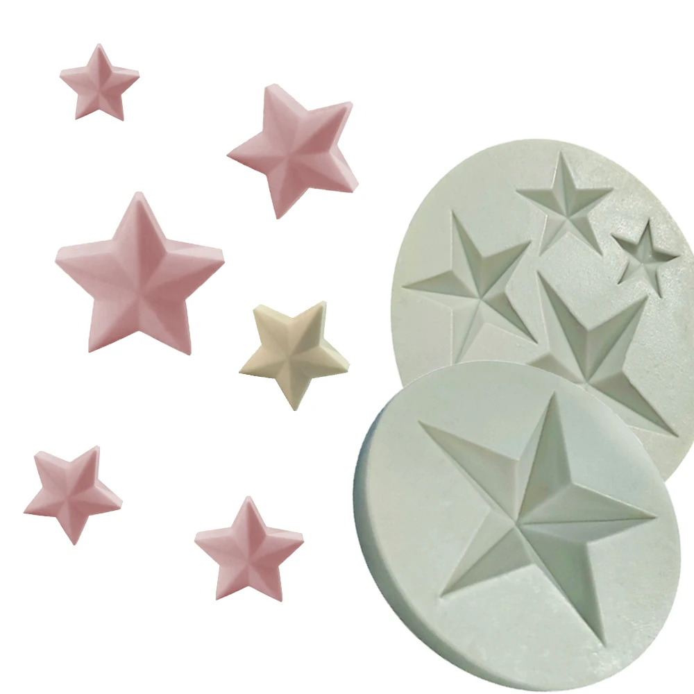 Molde de estrella de cinco puntas hecho a mano, Chocolate DIY, azúcar volteado para hornear, decoración de pastel de cumpleaños, cerámica suave, Gel de arcilla, sSlicone - imagen 5