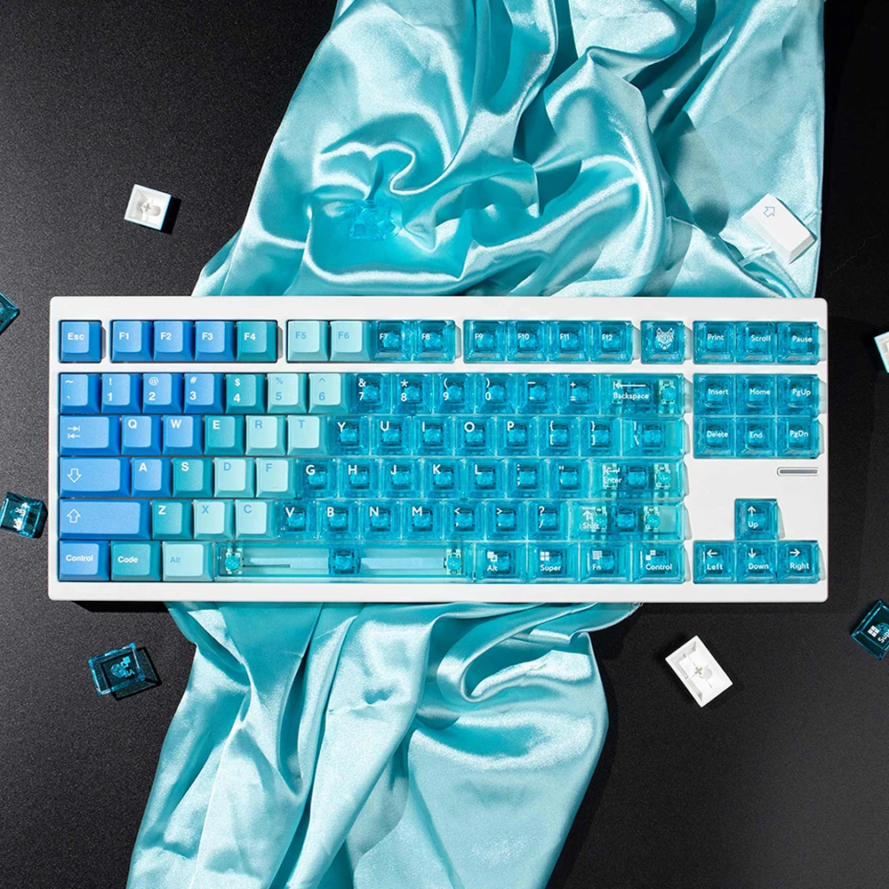 Snow Mountain-teclas transparentes para teclado mecánico, teclas con tinte de perfil de cereza, almohadilla UV de sublimación, PC + PBT - imagen 3