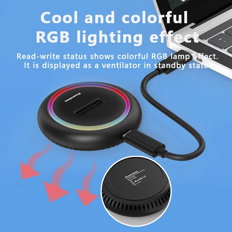 Caja SSD de protocolo Dual M.2 PCIE, estación de acoplamiento NVME SATA, adaptador de carcasa RGB LED USB C SSD, compatible con M, B y B & M - imagen 4