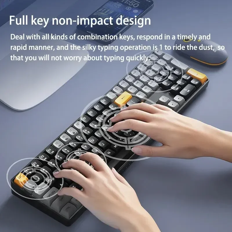 Teclado mecánico Aigo A108 2,4G con cable modo dual intercambio en caliente 110 teclas PBT teclas de dos tonos teclado de juego de deportes electrónicos de tamaño completo regalo de pc - imagen 4