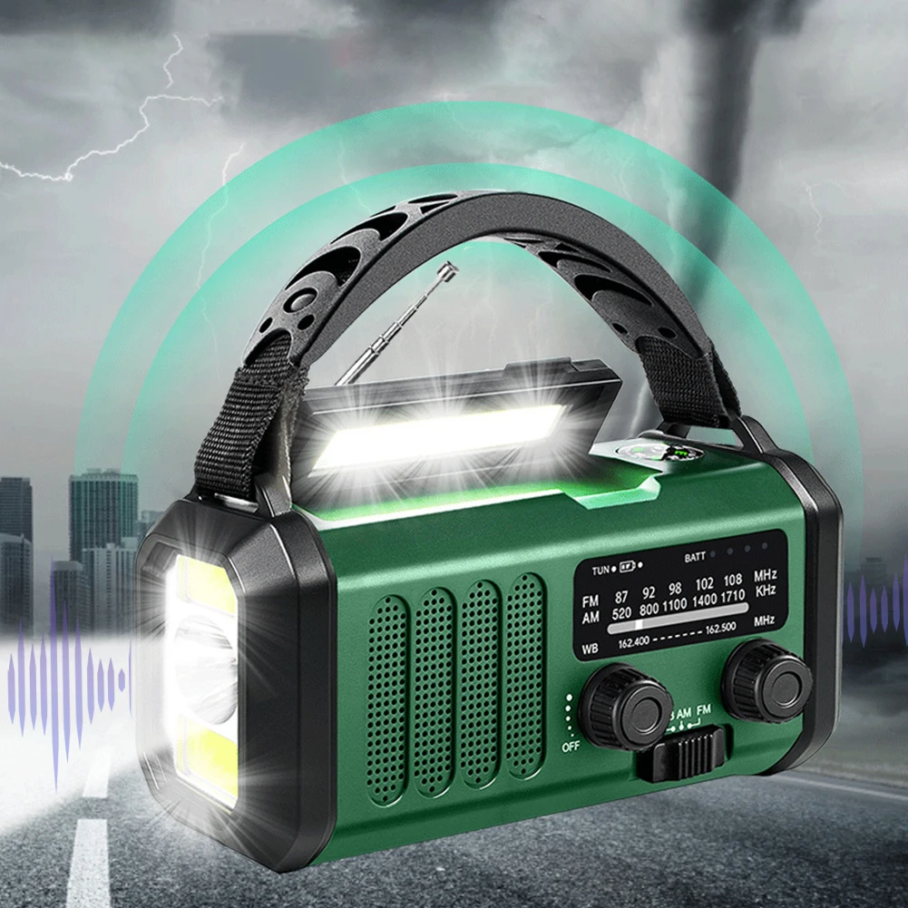 Radio de manivela de emergencia, Radio con energía Solar de 20000mAh con linterna, lámpara de lectura, alarma SOS para acampar al aire libre y emergencias - imagen 4