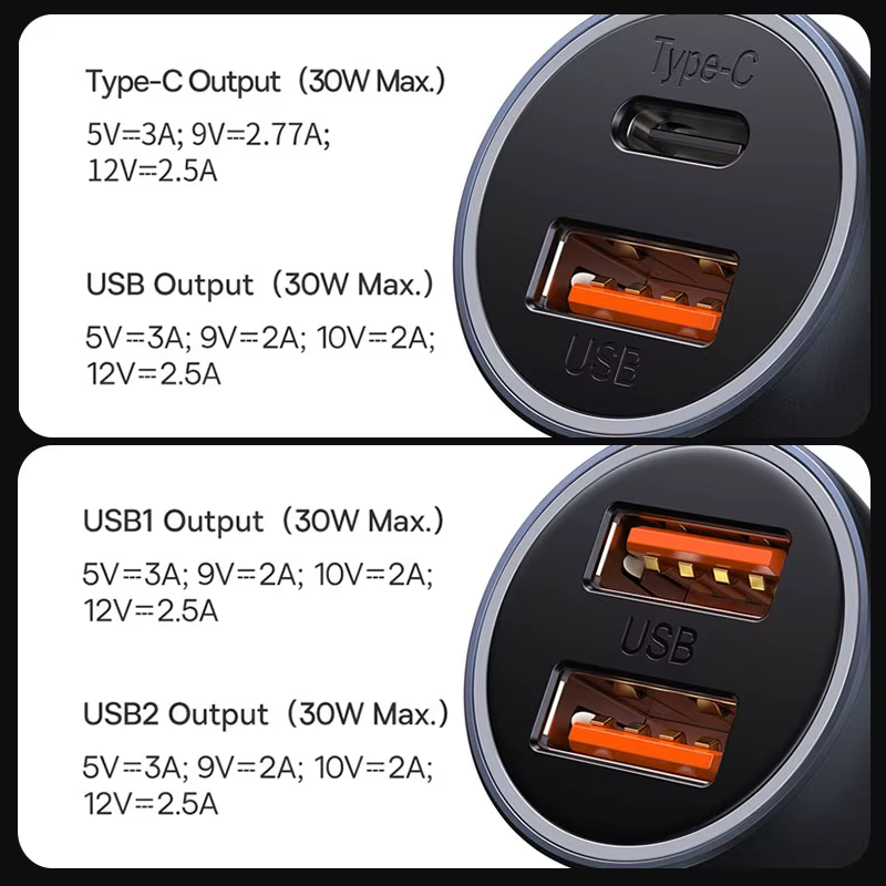 Baseus Cargador Coche USB-C 60W QC4.0 PD3.0 - Carga rápida iPhone 13 - imagen 2