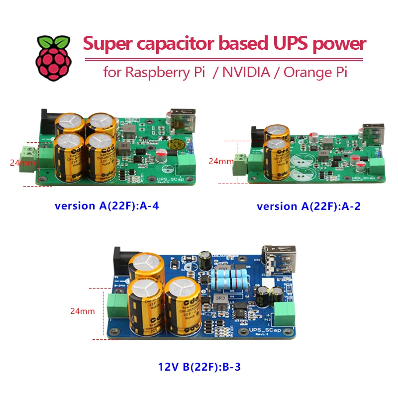 Supercondensador de alimentación UPS para Raspberry Pi y sistema integrado, entrada de 7-24v, salida de 5v/12v - imagen 4