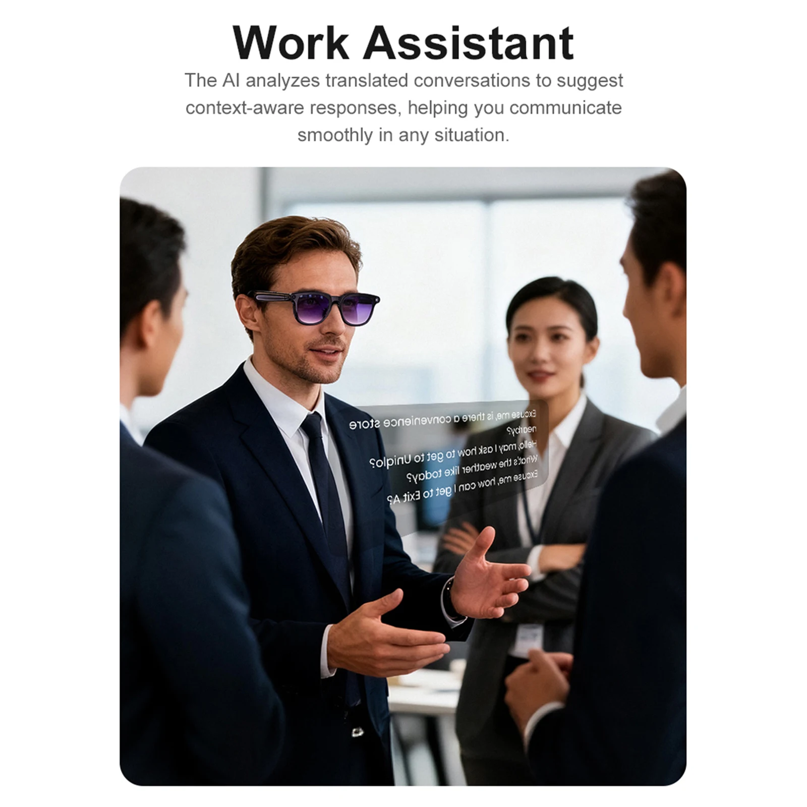 Gafas inteligentes BT6.0 Ai con cámara antivibración de 1200W, gafas de traducción en tiempo Real, gafas de sol de voz inteligentes para oficina y escuela - imagen 2