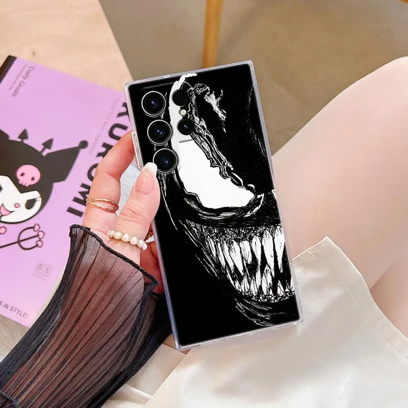 Funda de teléfono Marvel Venom Black Art para Samsung S24 S23 Ultra 5G S22 S20 S10 Plus S21 FE fundas transparentes Galaxy S24Ultra Fundas - imagen 3