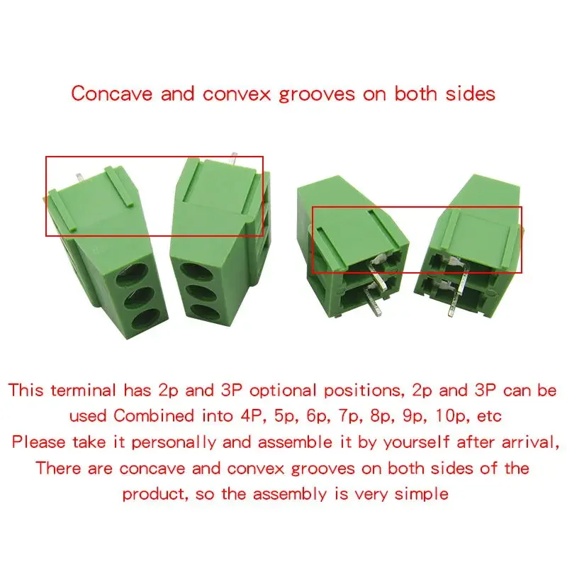 1 Uds KF128 5,08mm paso Mini PCB conector de bloque de terminales de tornillo para cables 2P 3P 4P 5P 6P 7P 8P 9P 10P 11P 12P 13P Terminal - imagen 5