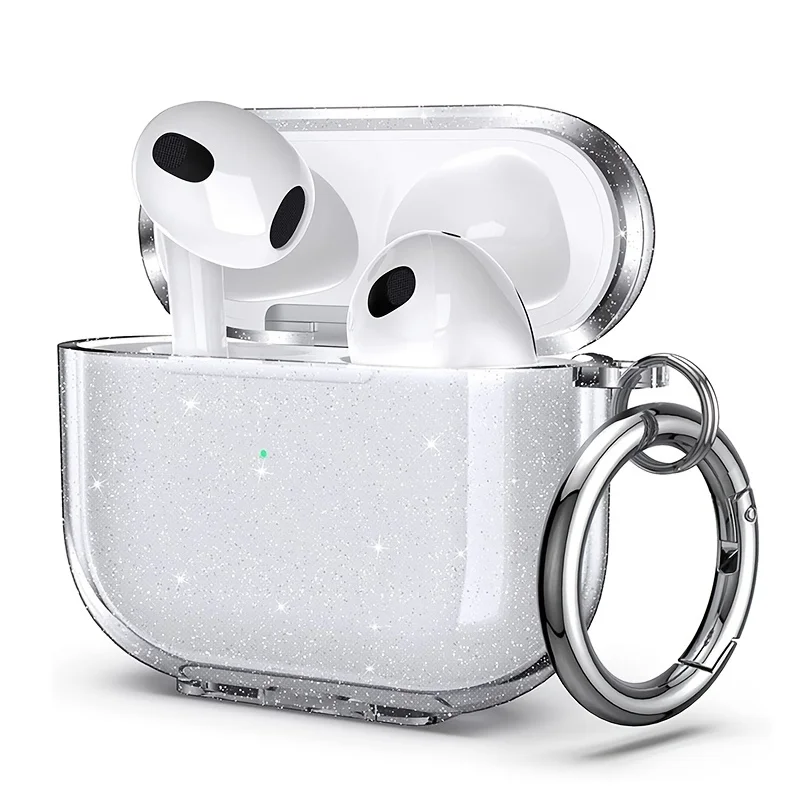 Funda de auriculares de TPU suave con purpurina ostentosa con llavero para Airpods Pro 3 generación Air Pods 4 2024 3 2 1 3. a generación accesorios de cubierta - imagen 2