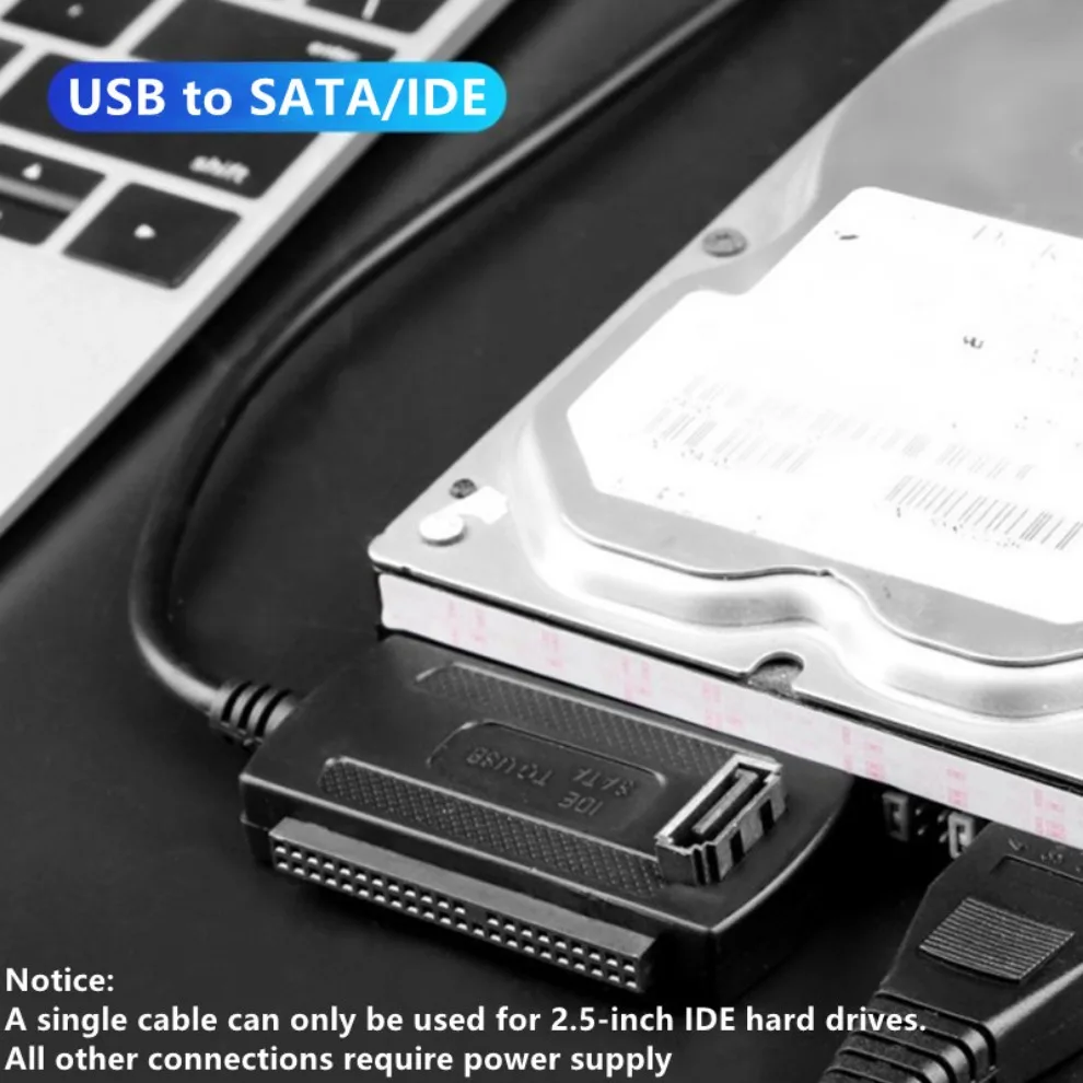 Cable adaptador IDE SATA a USB 3 en 1, convertidor USB a SATA IDE para disco duro SSD de 2,5 y 3,5 pulgadas con adaptador de CA compatible con sistema operativo Windows MAC - imagen 4