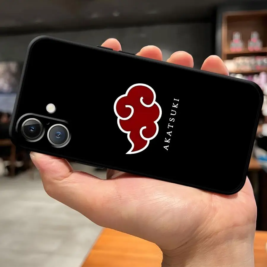 Funda de teléfono suave negra con logotipo de Akatsuki de dibujos animados para iPhone 17Air 15 16 14 Plus 7 8 XS Max XR 13 12 11 17 Pro Max - imagen 4