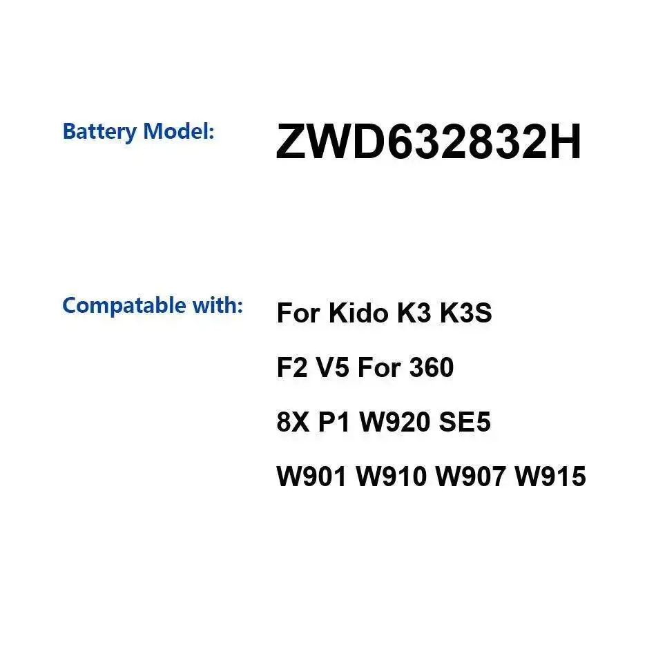 Caja fuerte para 360 8X P1 W920 SE5 W901 W910 W907 W915 Kido K3 K3S F2 V5 reloj 800Mah batería inteligente para niños ZWD632832H