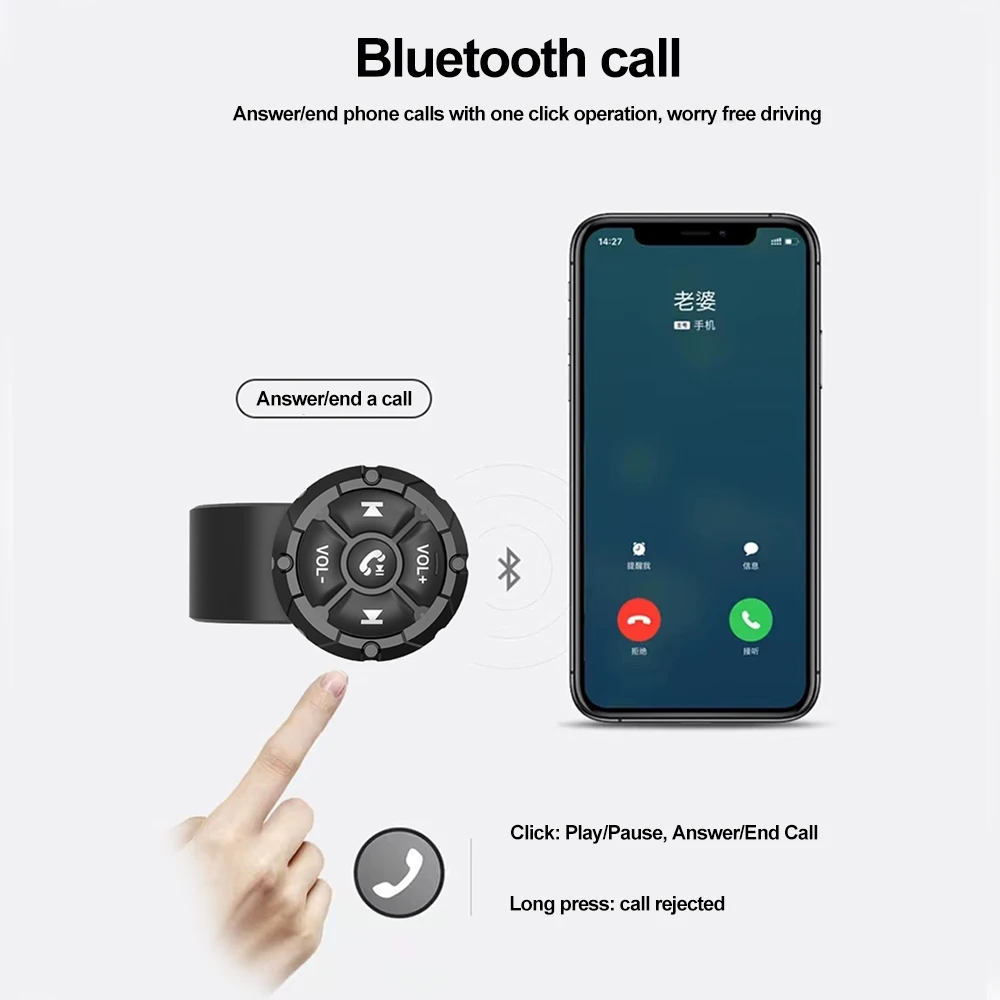 Auriculares inalámbricos para casco, cascos con botón remoto, Bluetooth 5,3, Control multimedia para manillar de motocicleta y bicicleta - imagen 5