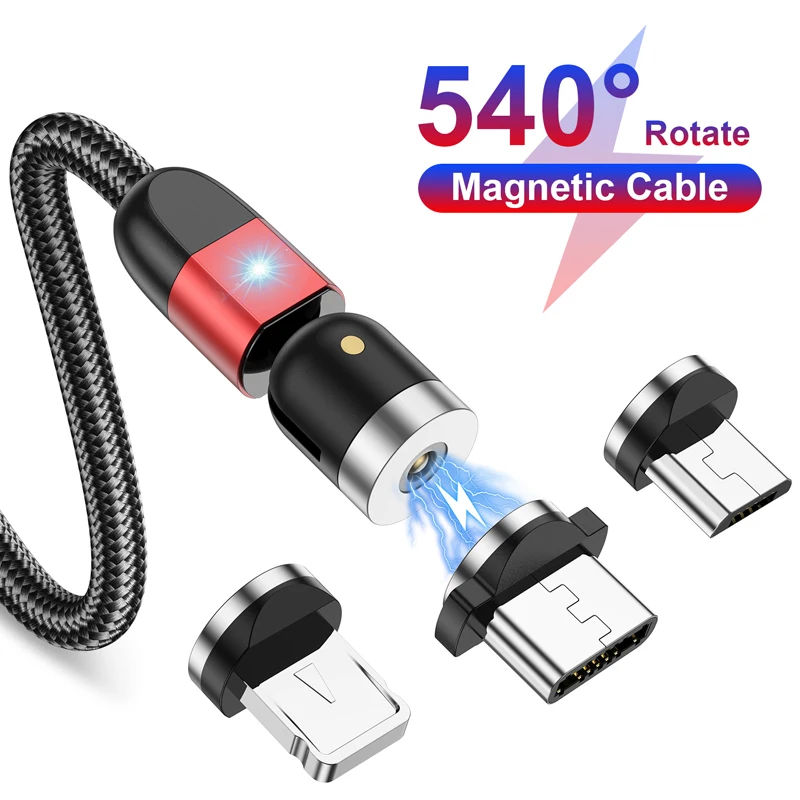 Cable magnético de rotación 540, cargador magnético de carga rápida, Cable Micro USB tipo C para iPhone, Xiaomi, Samsung y Huawei - imagen 3
