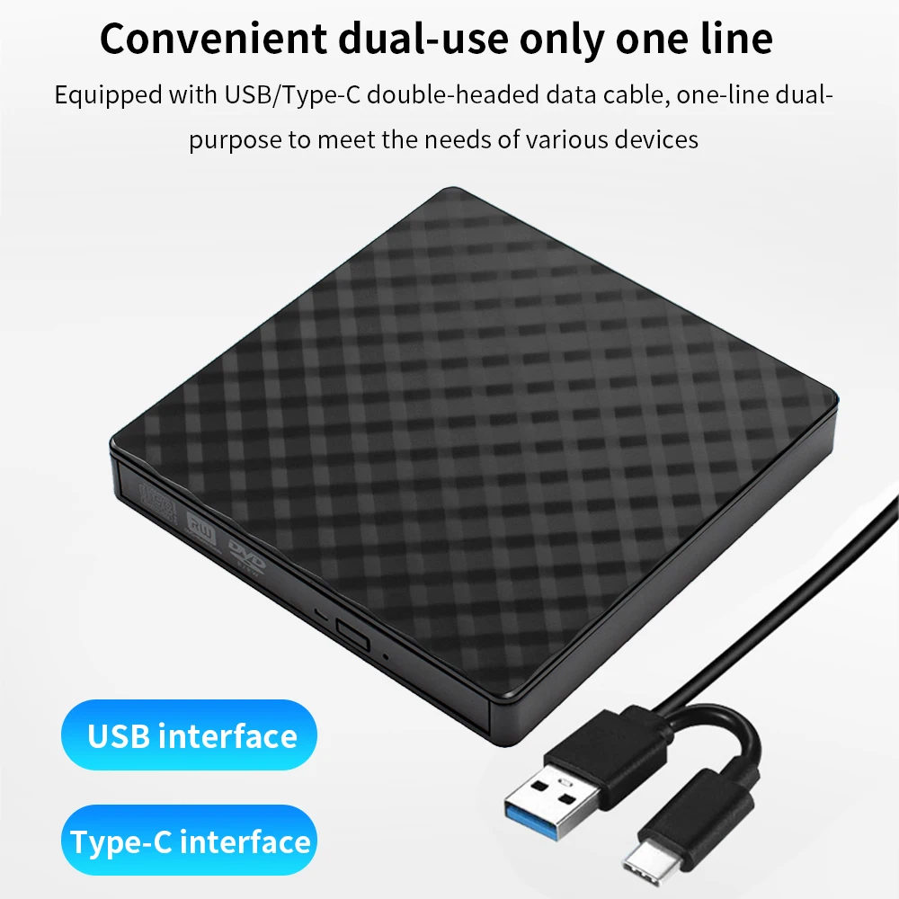 TISHRIC-Unidad óptica externa USB 3,0, Cable tipo C, lector de CD, DVD, reproductor de CD, DVD, RW ROM, Compatible con IMAC, ordenador portátil de escritorio - imagen 5