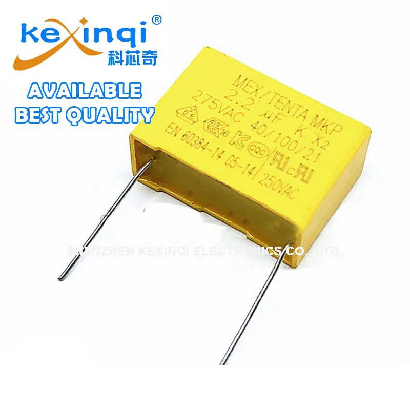 Condensador de seguridad X2 de 275V y 225K, película plástica de seguridad de polipropileno, 2,2 uf, MKP P = 27,5mm, 20 unidades por lote, la mejor calidad