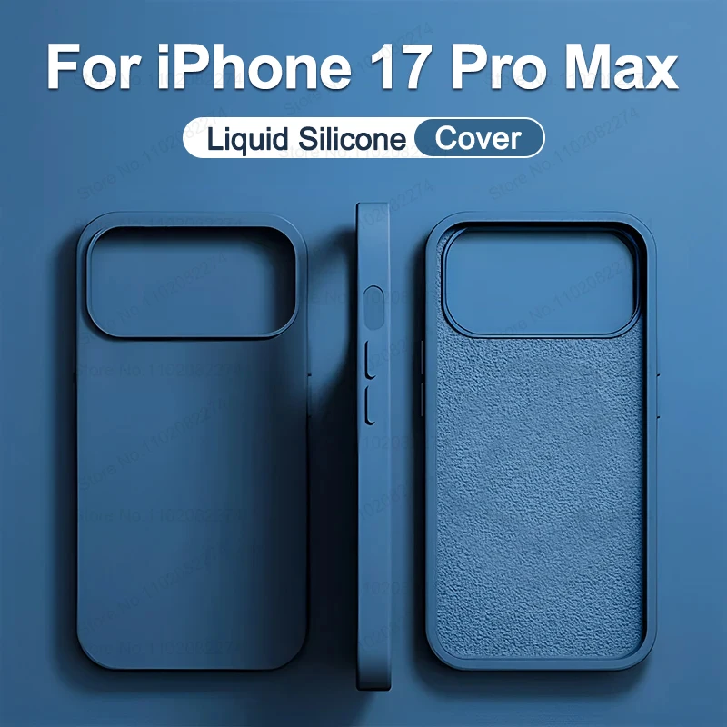 Funda Original de silicona líquida a prueba de golpes para APPLE iPhone 11 12 13 14 15 16 17 Pro Max, funda trasera para teléfono iPhone 17 Air
