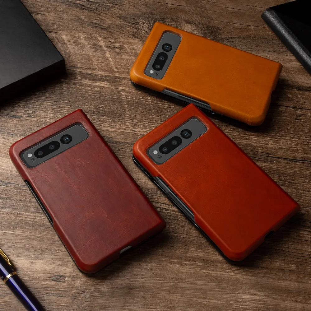 Para Google Pixel funda plegable de lujo cera de aceite Funda de cuero genuino Pixel Fold Capa protectora trasera Coque Carcasa carcasa Vintage - imagen 5