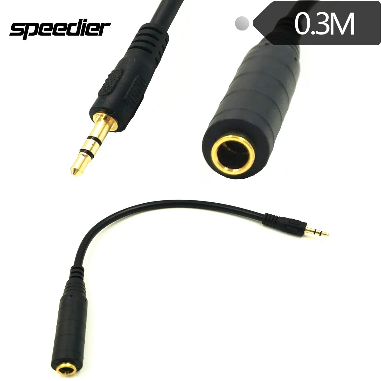 Adaptador de Cable de extensión de Audio estéreo HIFI de 30CM, conector hembra de 6,35mm a macho de 3,5mm, enchufe de micrófono de 0,3 m, 1 pies, calidad de sonido Hi-Fi - imagen 2