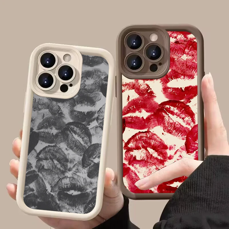Funda de teléfono de silicona con labios rojos sexys para Samsung Galaxy A06 A26 A36 A33 A25 A16 A34 A56 S25 Ultra S24 FE S23 S22 Plus