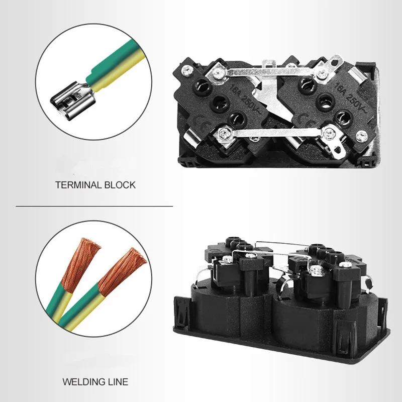 Tomacorriente europeo PDU UPS, toma de corriente de 2 vías, CA, industria italiana, Panel eléctrico de pared integrado, 16A - imagen 3