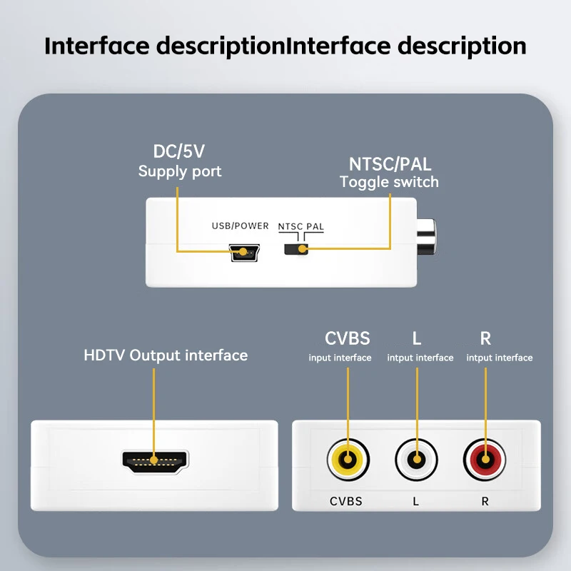 AV TO HD MI Adaptador HDTV 1080P Video Composite Converter AV2HDMI RCA A HDTV CVSB L R Video Scaler Converter Box - imagen 5