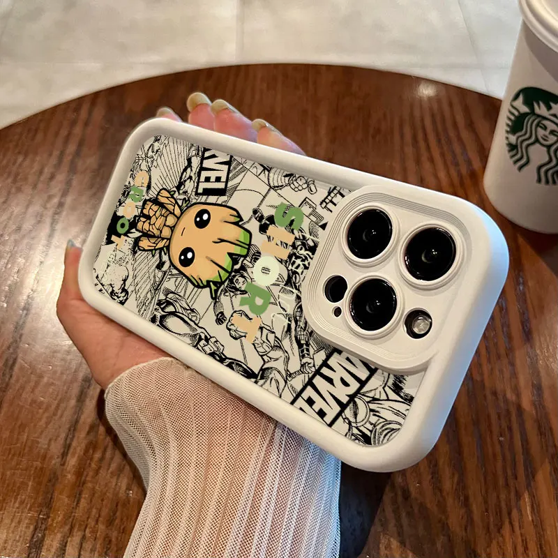 Funda de teléfono Groot Rocket Raccoon Marvel para iPhone 16 15 14 13 12 11 Pro Max Mini XR XS X 7 8 6 6s Plus cubierta trasera suave de TPU - imagen 2