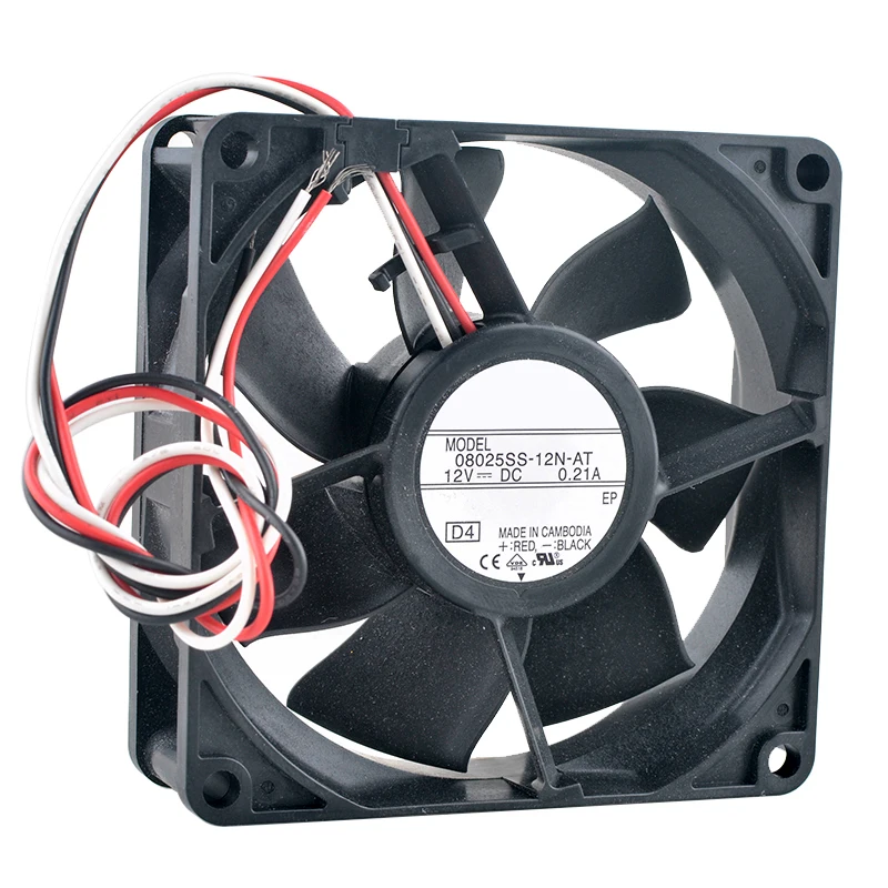 08025SS-12N-AT Ventilador de flujo axial 8 cm x 80 mm 80 x 80 x 25 mm DC12V 0.21A Ventilador de enfriamiento de 3 pines para fuente de alimentación de interruptor - imagen 3