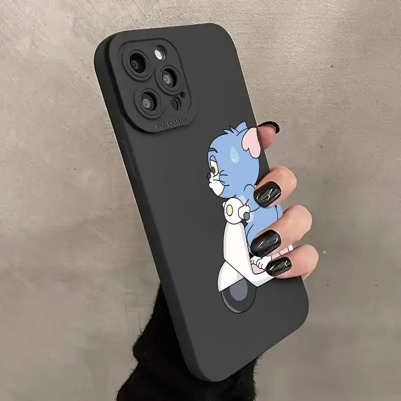 Tom y Jerry pareja Angry Cycle funda de teléfono para iPhone 16 11 12 13 14 15 Pro Max Mini Plus XS X XR Max 7 8 SE2020 funda de silicona - imagen 5