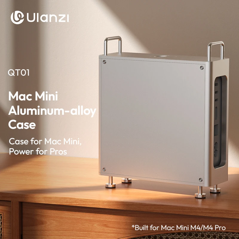 Ulanzi QT01 Mac Mini funda de aleación de aluminio para Mac Mini M4/M4 Pro con soporte lateral magnético funda protectora a prueba de polvo y golpes - imagen 3