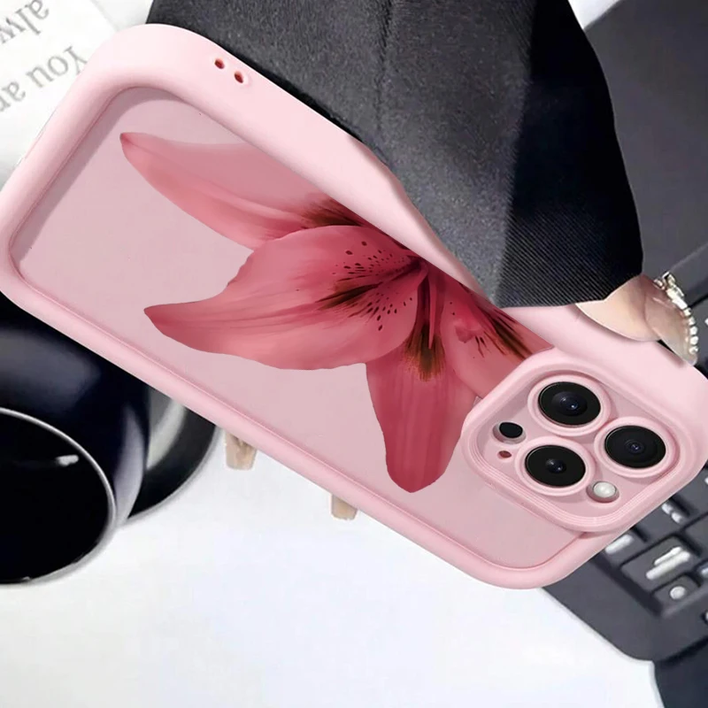 Funda de teléfono mate de silicona con estampado de flores de lirio para iPhone 16 15 14 13 12 11 Pro Max XS XR X 7 8 15 16 Plus 16E SE2 cubierta a prueba de golpes - imagen 5