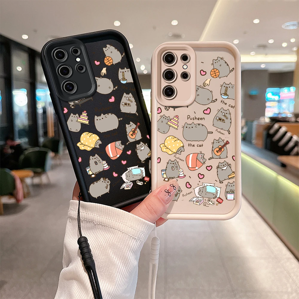 Funda de teléfono Pusheens Cats para Huawei, cubierta trasera de TPU suave con correa de mano, P20, P30, P40, P50, Mate 20, 30, 40 Pro, Nova 7, 9, 10, SE