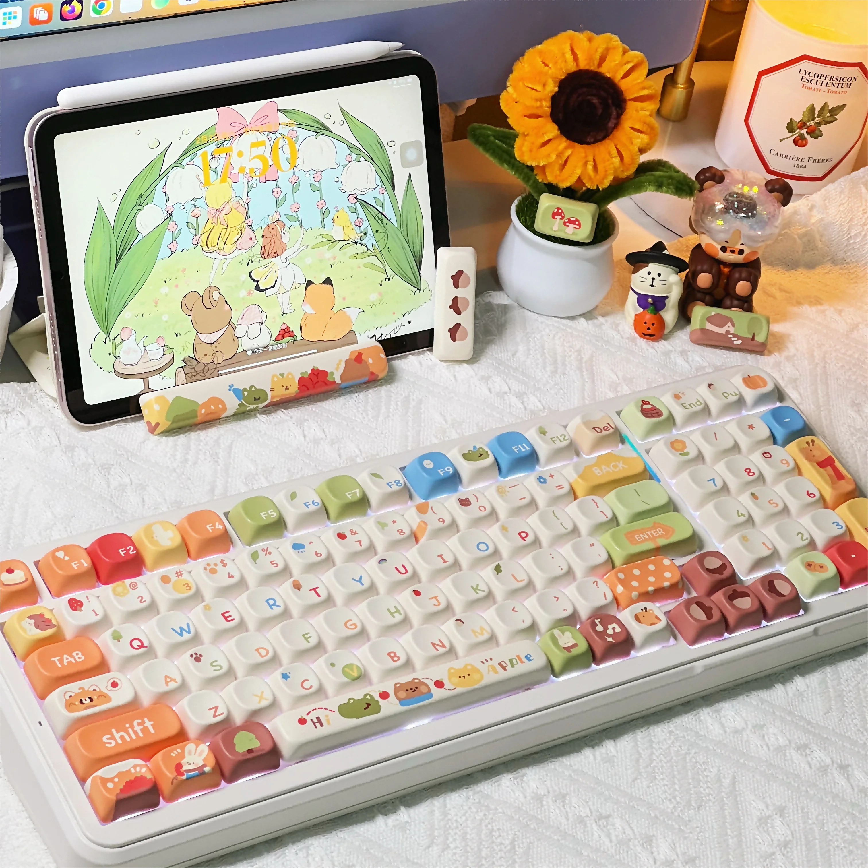 Juego de teclas personalizadas con tema de bosque de hadas, teclas XOA de sublimación PBT para accesorios de teclado mecánico, teclas de teclado de colores - imagen 2