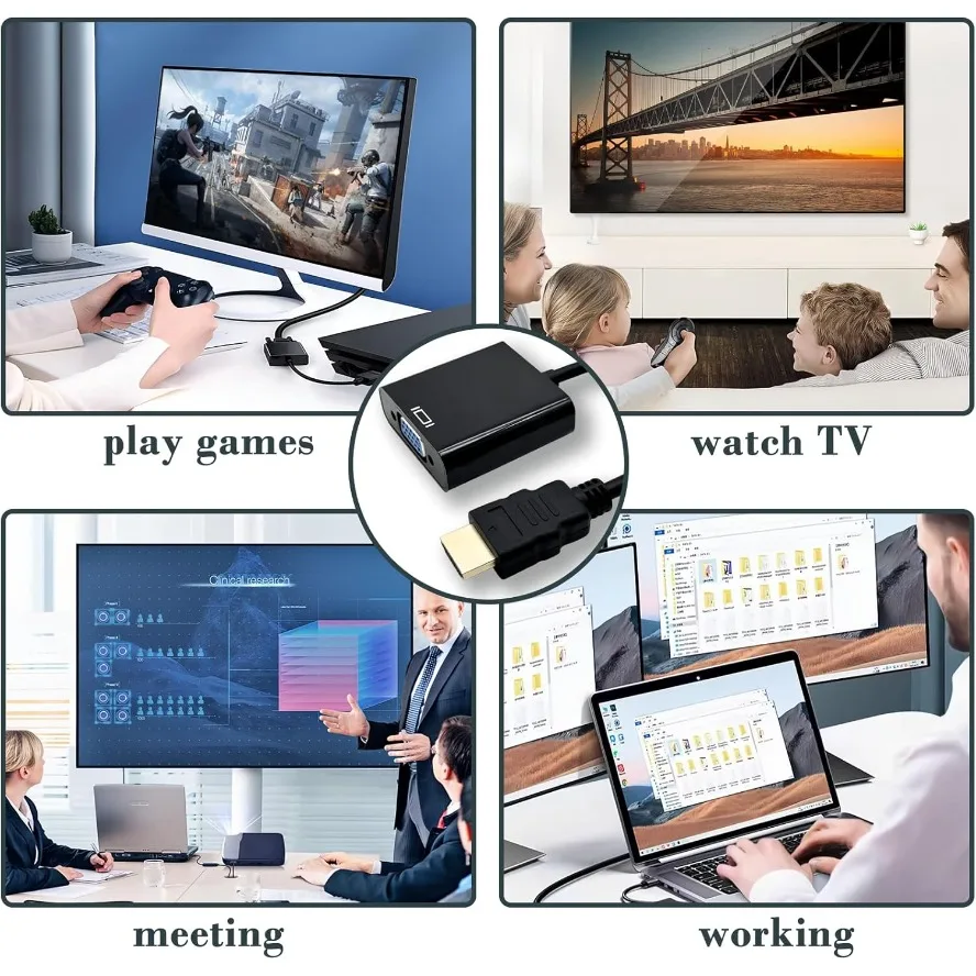 BGGQGG HD 1080P HDMI a VGA adaptador convertidor macho a hembra con fuente de alimentación de Audio para PS3 PS4 PC portátil TV Monitor proyector - imagen 5