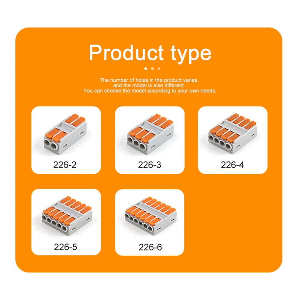 Conector de Cable Universal, bloque de terminales de cableado a tope compacto con palanca, divisor de acoplamiento rápido, 2/3/4/5/6 pines, 5 uds. - imagen 4