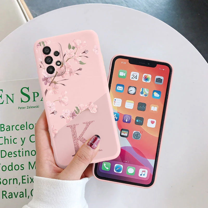 Funda de teléfono con letras y flores para Samsung Galaxy A33 5G, carcasa trasera de silicona suave A prueba de golpes, TPU, color negro - imagen 3