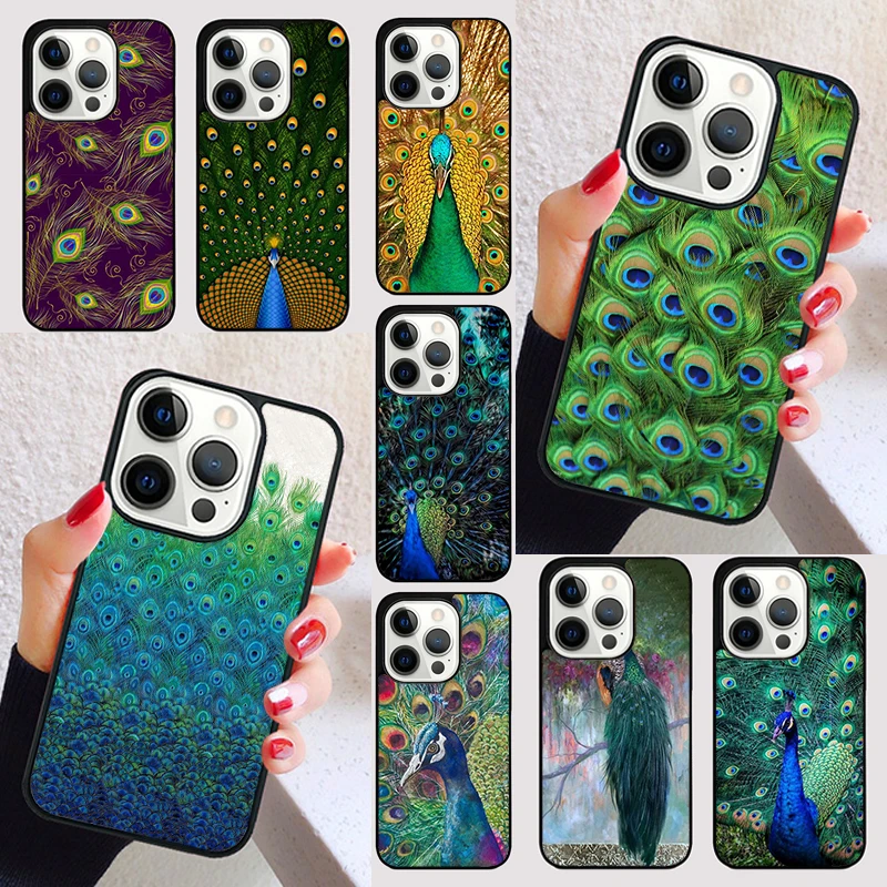Funda con patrón de pavo real Animal para iPhone 15 16 13 12 11 14 Pro Max Mini Max SE 2020 7 8 15 16 Plus
