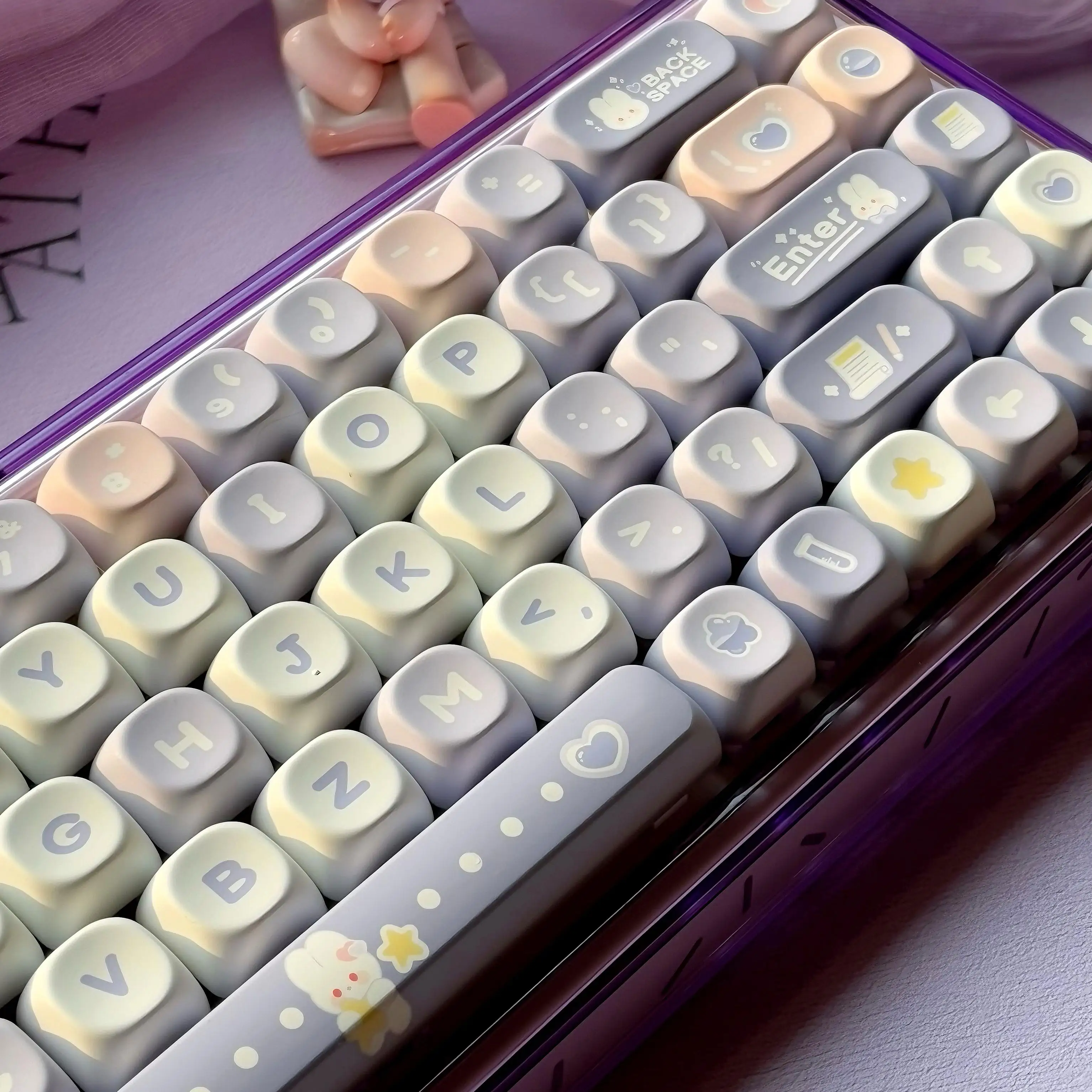 Teclas con tema de conejo mágico, 120 teclas, Moa, perfil PBT CherryMOA, teclas originales personalizadas para accesorio de teclado mecánico - imagen 5