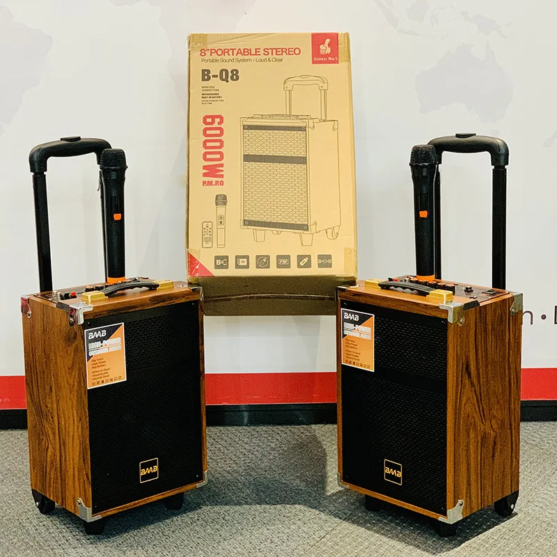 Altavoz Bluetooth de madera de alta potencia de 6000W, altavoz de graves para fiesta de Karaoke al aire libre de 12 pulgadas con micrófono inalámbrico, altavoz FM USB TF - imagen 4