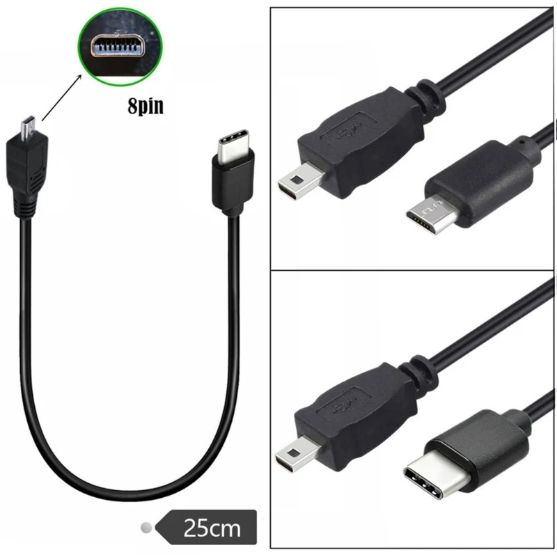 Cable USB C a Mini USB tipo C, cable de datos de sincronización de carga micro USB a Mini-USB OTG para GPS, Mp4/3, cámara, cámara de teléfono inteligente - imagen 3