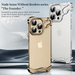 Funda Parachoques Protector Lente Titanio iPhone 16 Pro Max 15 Plus 14 Sin Marco