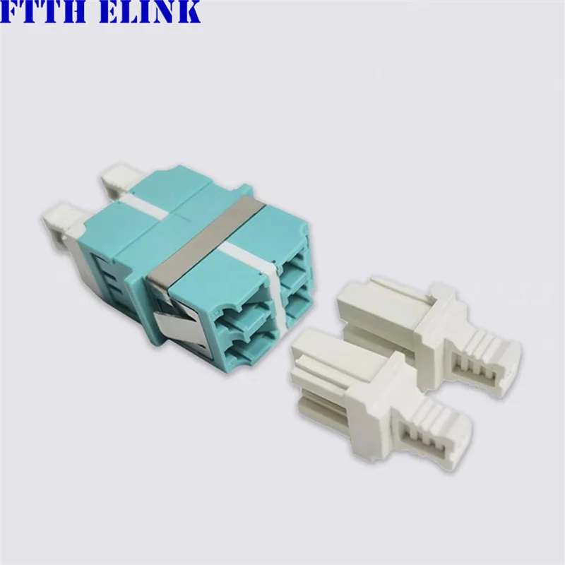 Acoplador de fibra óptica dúplex cuádruple LC 100 Uds adaptador de brida cuadrada pequeña LC de 4 núcleos monomodo multimodo universal FTTH ELINK - imagen 5