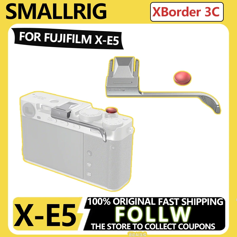 Empuñadura de pulgar SmallRig X-E5 para FUJIFILM X-E5 plateada/negra con botón disparador, mejora el agarre, accesorios para cámaras de seguridad