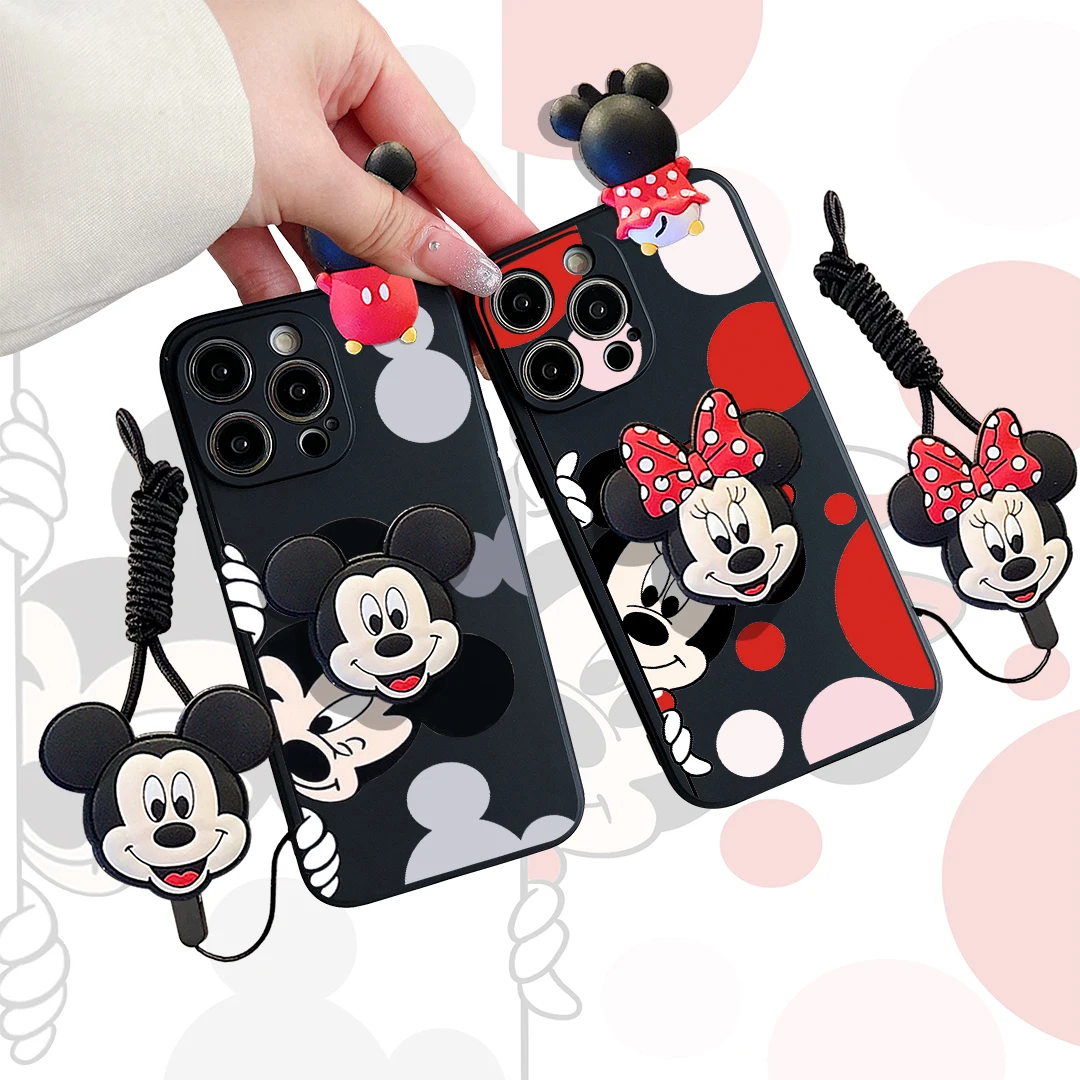 Para iPhone 16 15 14 13 12 11 Pro Max mini Plus Winking Minnie Funda con cuerda de soporte - imagen 2