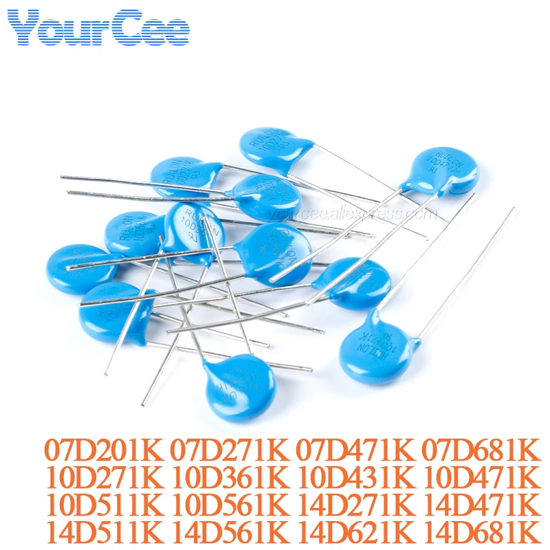 20 piezas Varistor Piezoresistor MOV 7D/10D/14D 681K 621K 561K 511K 471K 431K 361K 271K 201K 560V 510V 470 430V resistencia